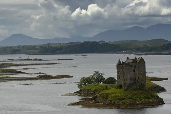 Stalker castle on an island in Scotland