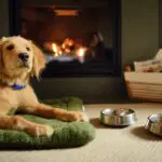 Puppy by Fireplace